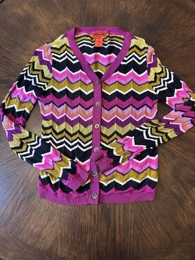 Missoni For Target Cardigan Sweater - Pink, Black, Gold SZ Small